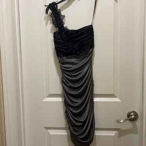 B.Darlin One Shoulder Floral Bodycon Mini Dress Navy Blue Women’s Size Medium M